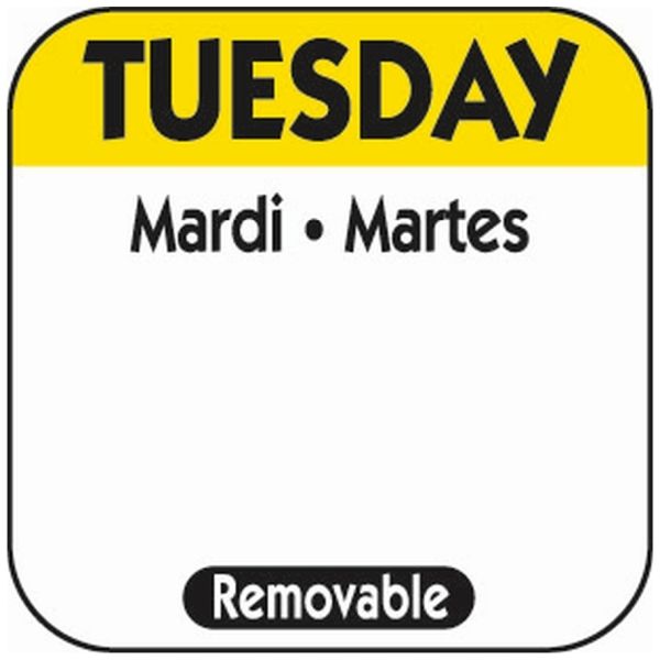 Tuesday Removable Day Labels 25mm (Pack of 1000)