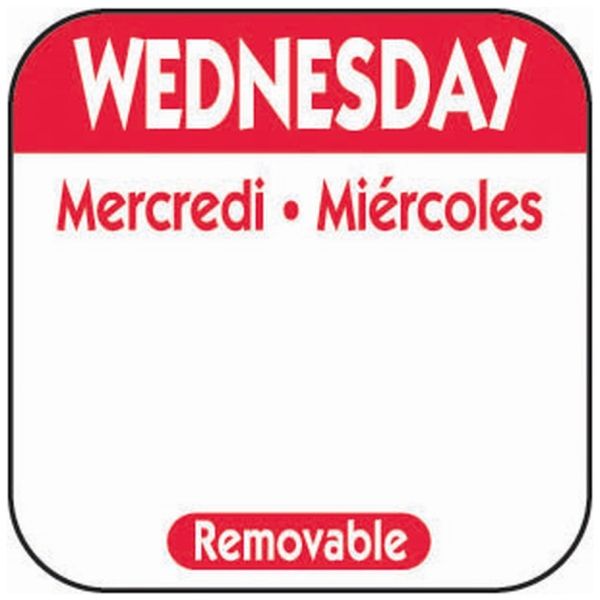 Wednesday Removable Day Labels 25mm (Pack of 1000)