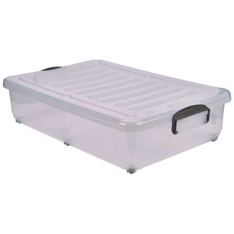 Storage Box 40L W/ Clip Handles On Wheels