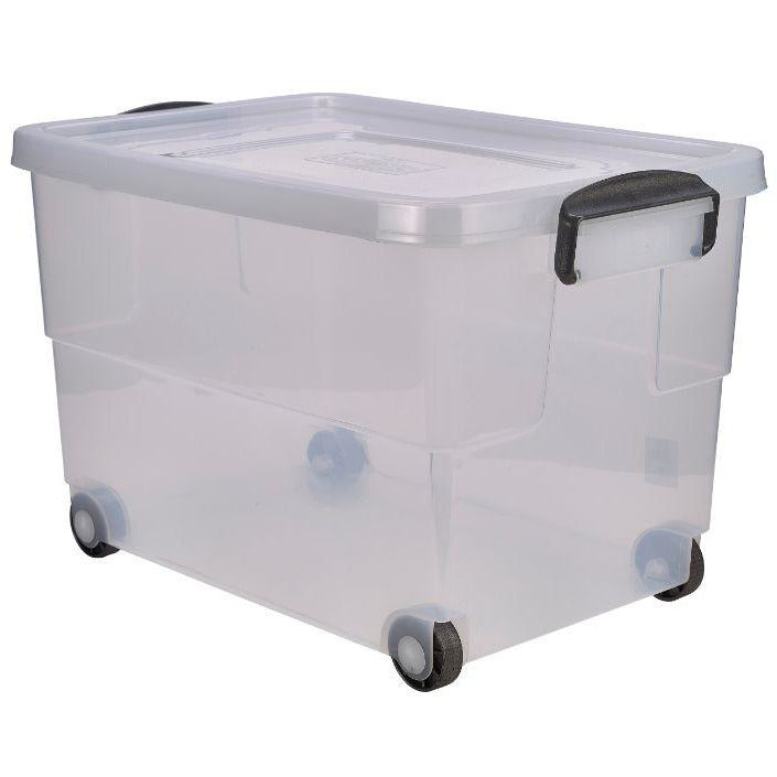 Storage Box 60L W/ Clip Handles On Wheels