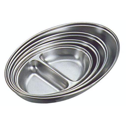 Stainless Steel Two Division Oval Vegetable Dish 20cm/8"