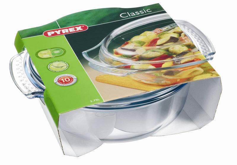 Pyrex Oven to Table Cookware  Round Casserole E/Grip(3.75L)(-) (Box of 6) - Smashing Supplies