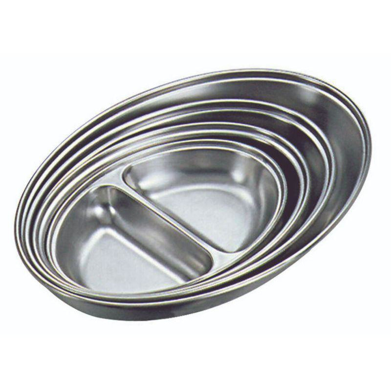 Stainless Steel Two Division Oval Vegetable Dish 25cm/10"