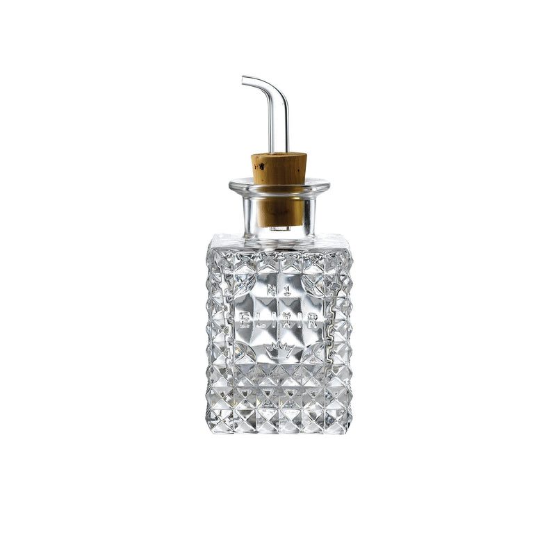10 cl (3.5 oz)  No.1 Square Mini Oil/Vinegar Bottle with borosilicate glass pourer and natural cork stopper (Box of 24)