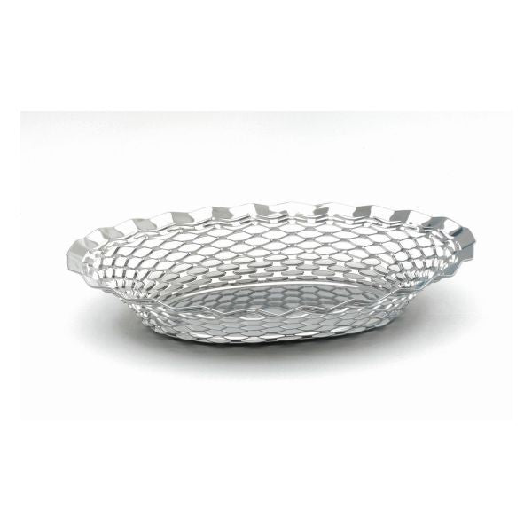 Serving Basket Oval Stainless Steel Silver 11.3/4"X9.1/4"