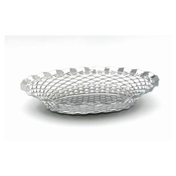 Serving Basket Oval Stainless Steel Silver 24 x 17.5cm