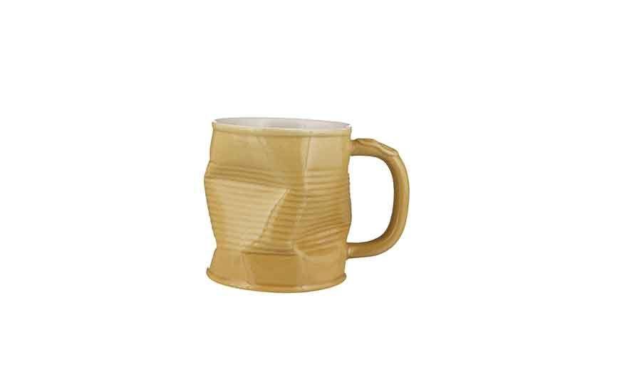 32cl/11.25oz Squashy Mugs  Squashed Tin Can Ceramic Mug Caramel (large) (Pack 6)