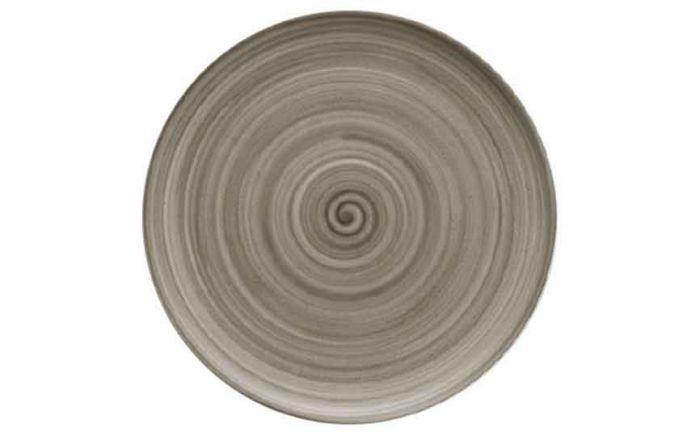 Modern Rustic Flat Coupe Plate Ceramica Wood - 32cm (Box of 6)