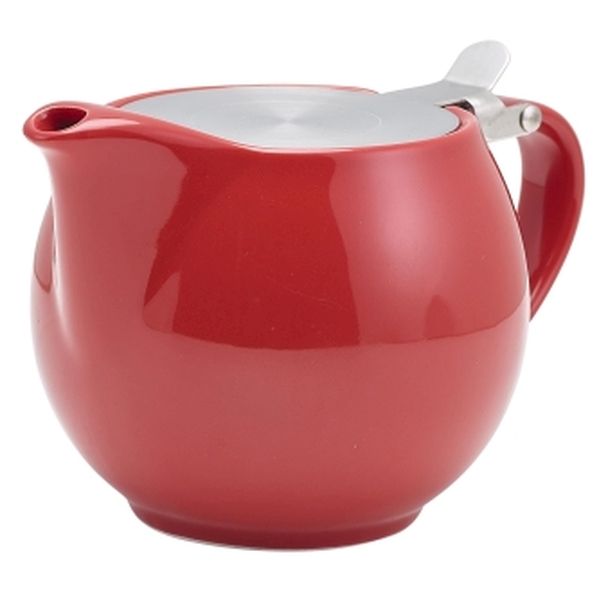 Porcelain Red Teapot with St/St Lid & Infuser (50cl/17.6oz) (Pack 6)