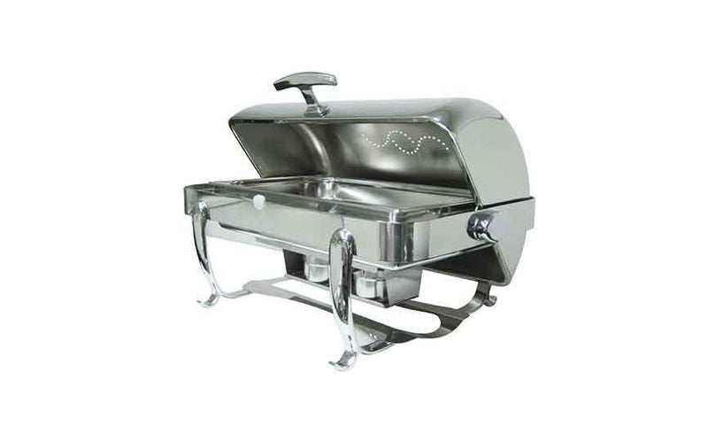 Oblong Roll Top Chafer & Stainless Steel Insert (Chrome Legs) 8.5L (Box of 1)