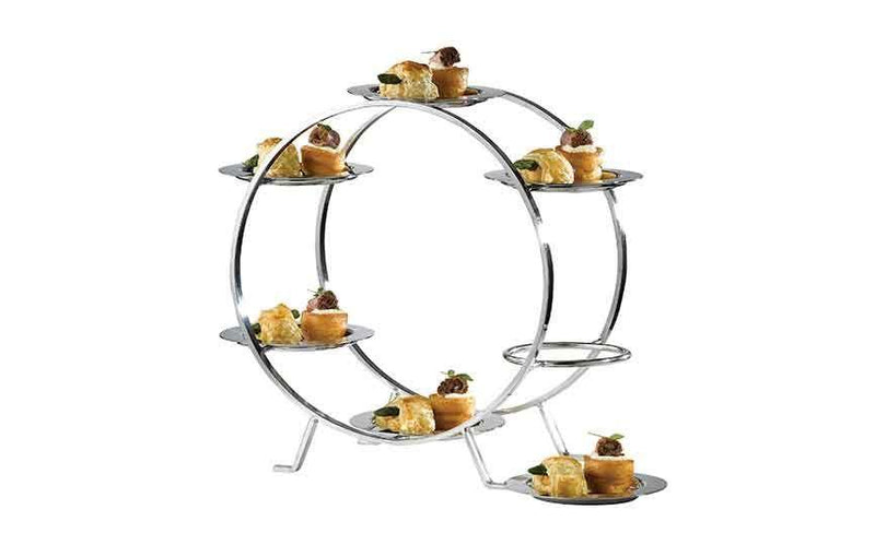 Ferris Wheel Food Stand + 6 Stainless Steel Plates 13cm (Box of 1)
