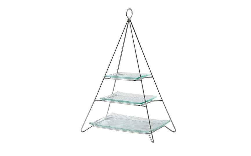 Pyramid 3 Tier Cake Stand Stainless Steel (No Plates) (Box of 2)