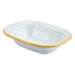Enamel Rect. Pie Dish White with Yellow Rim 16cm
