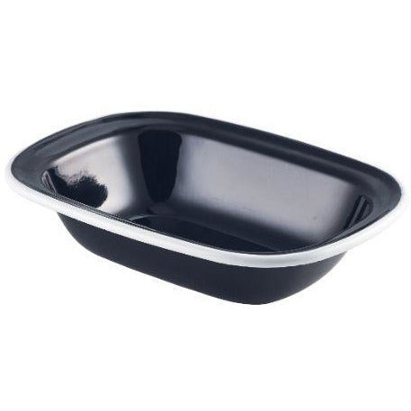 Enamel Pie Dish Black with White Rim 18cm
