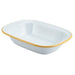 Enamel Rect. Pie Dish White with Yellow Rim 20cm