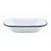 Enamel Rect. Pie Dish White & Blue 20cm