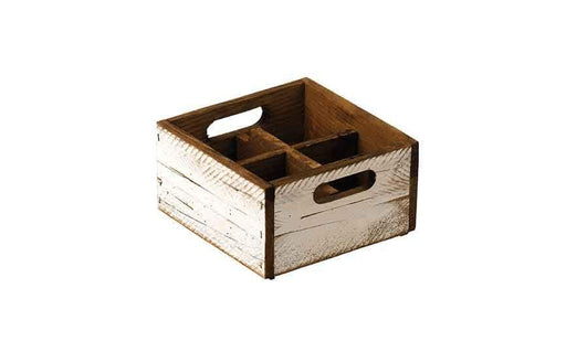 17 cl Stackable White Wooden Box - 4 compartments (Box of 1)