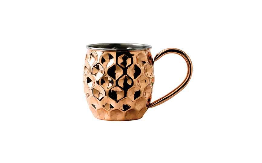 48cl/17oz  Copper Dented Mug with Nickel Lining 