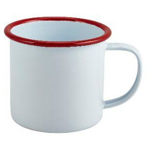 Enamel Mug White with Red Rim 36cl/12.5oz