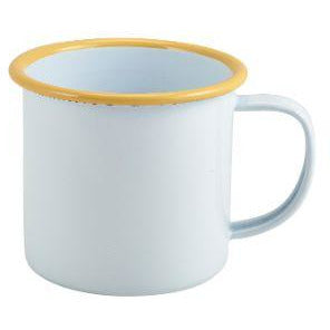 Enamel Mug White with Yellow Rim 36cl/12.5oz