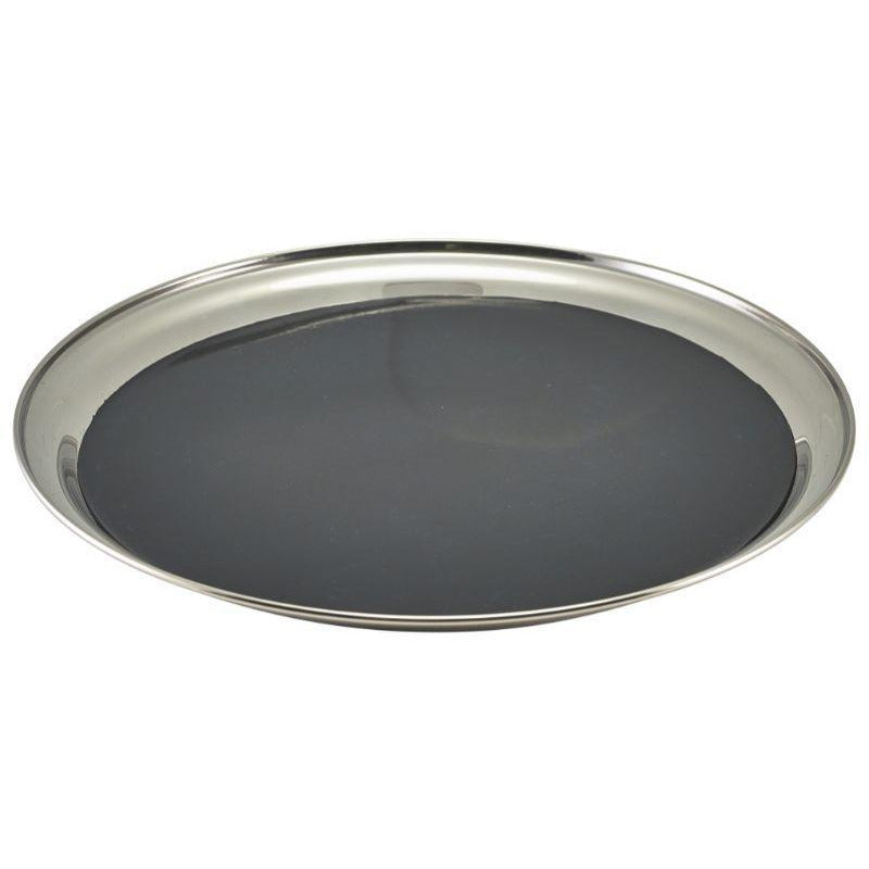 Non Slip Stainless Steel Round Tray 12"