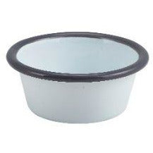 Enamel Ramekin White with Grey Rim 8cm Dia 90ml/3.2oz