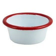 Enamel Ramekin White with Red Rim 8cm Dia 90ml/3.2oz