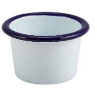 Enamel Ramekin White with Blue Rim 7cm Dia 90ml/3.2oz