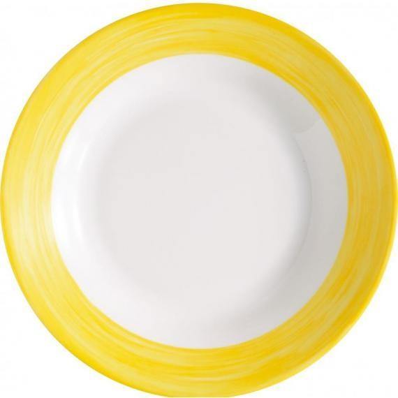 Arcoroc Brush Yellow Opal Dinnerware  Soup Plate(22.5cm)(8.9") (Box of 24) - Smashing Supplies