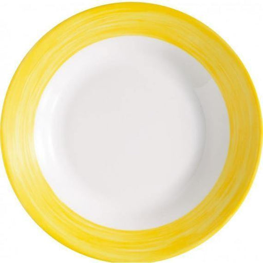 Arcoroc Brush Yellow Opal Dinnerware  Soup Plate(22.5cm)(8.9") (Box of 24) - Smashing Supplies