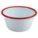 Enamel Round Deep Pie Dish White with Red Rim 12cm