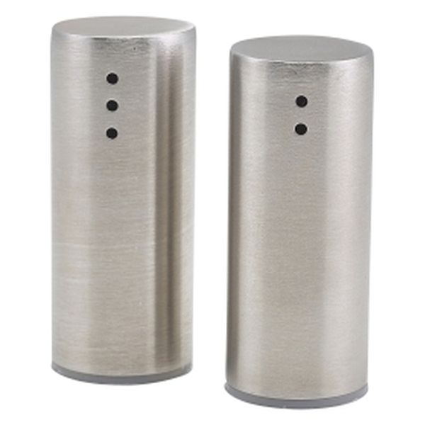 Straight Sided Salt & Pepper Set Stainless Steel 3.7 x 7.5cm