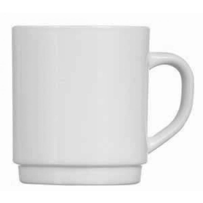 Luminarc Bock Mugs Hot Drinks - Fully Tempered  White Mug Stackable(29cl)(10oz) (Box of 6) - Smashing Supplies