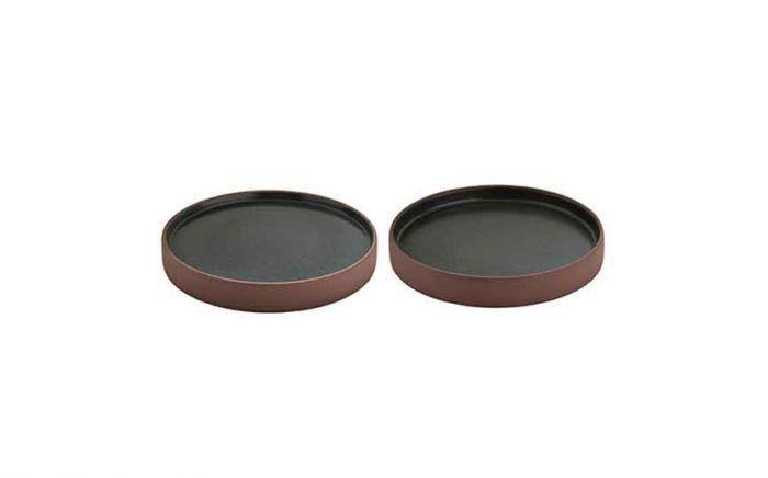 670 cl 2in1 Artisan Brown-Black 2 in 1 Plate Flat/Halfdeep Plate 21cm (Box of 1)