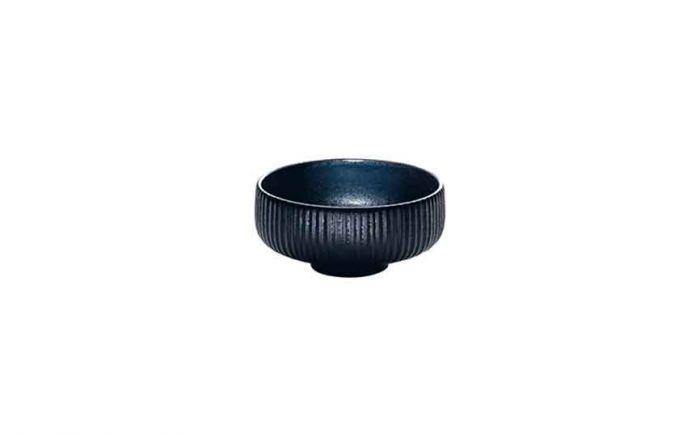 12 cl (150 oz) Nara Black - Stoneware Nara Black Relief Round Dip Dish (Box of 12)