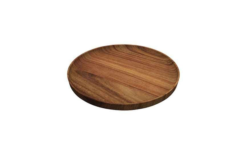 227 cl Wood Acacia Wooden Flat Round Plate (Box of 6)