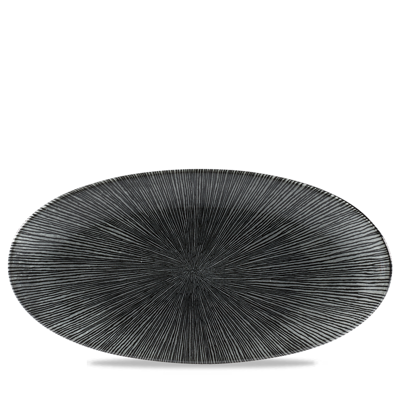 Studio Prints Agano Black Oval Chefs Plate 13 3/4X6 3/4" Box 6