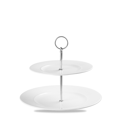 Alc Ambience White Standard Rim 2 Tier Plate Tower 11" Box 2