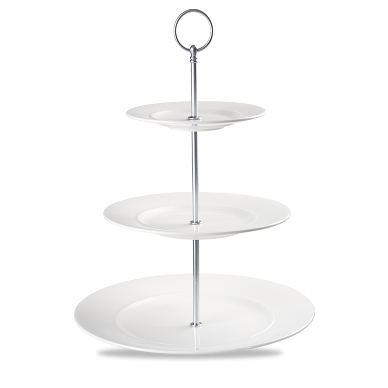 Alc Ambience White Standard Rim 3 Tier Plate Tower 11" Box 2