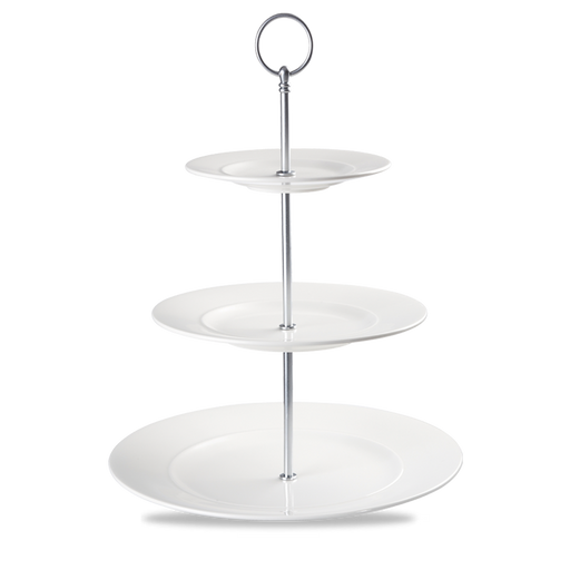 Alc Ambience White Standard Rim 3 Tier Plate Tower 11" Box 2