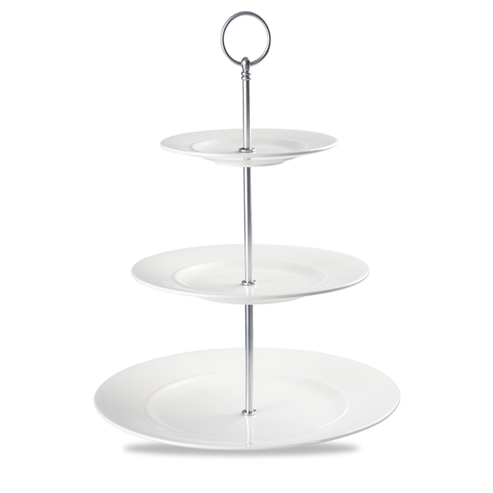 Alc Ambience White Standard Rim 3 Tier Plate Tower 11" Box 2