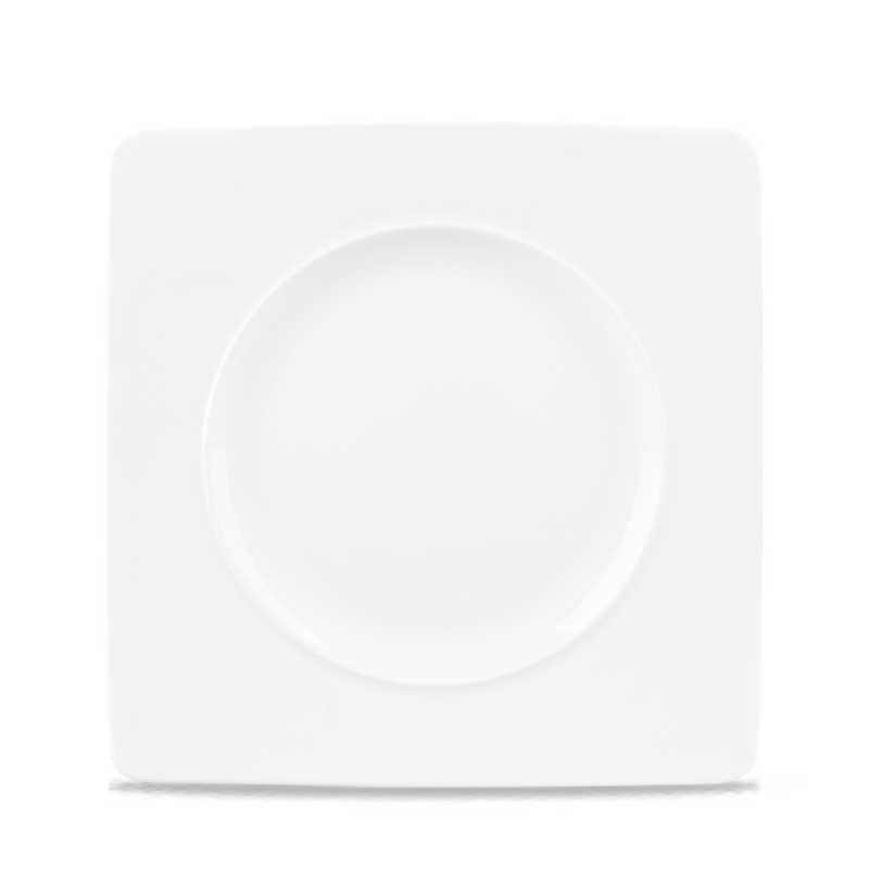 Alc Ambience White Medium Rim Square Plate 8.25" Box 6