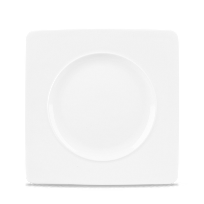 Alc Ambience White Medium Rim Square Plate 8.25" Box 6