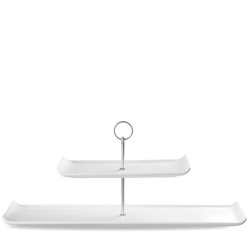 Alchemy Balance White  Rect 2 Tier Plate Tower 22"X6" Box 2