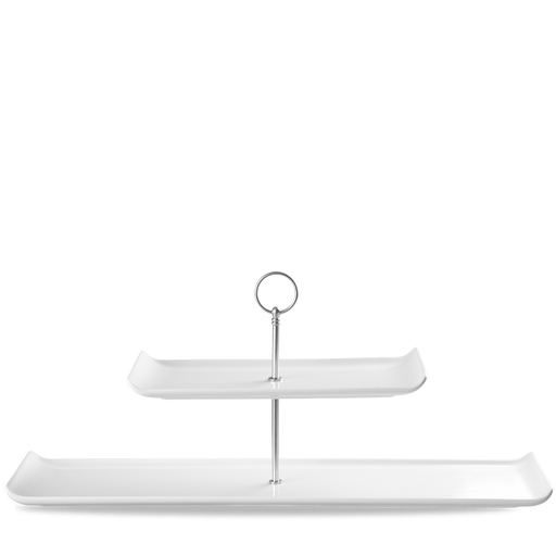 Alchemy Balance White  Rect 2 Tier Plate Tower 22"X6" Box 2