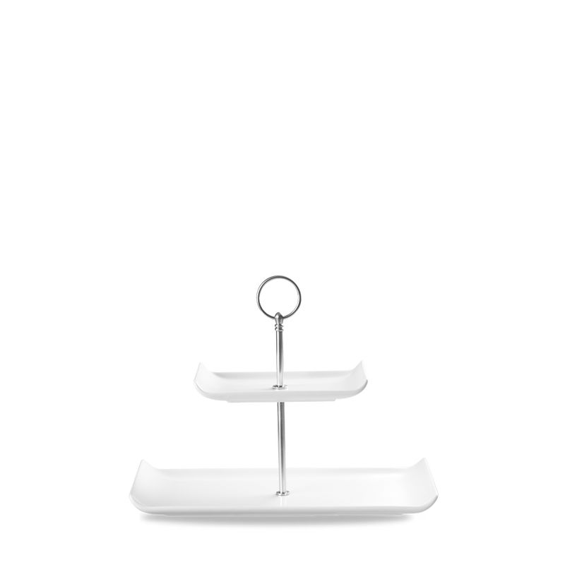 Alchemy Balance White  Rect 2 Tier Plate Tower 11.75"X5.75" Box 2