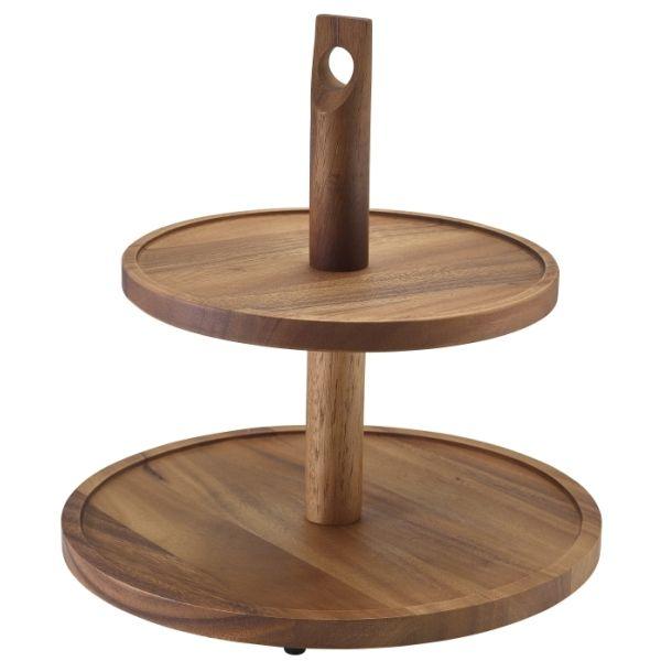 For sale Acacia Wood Two Tier Cake Stand in United Kingdom by Smashing Supplies