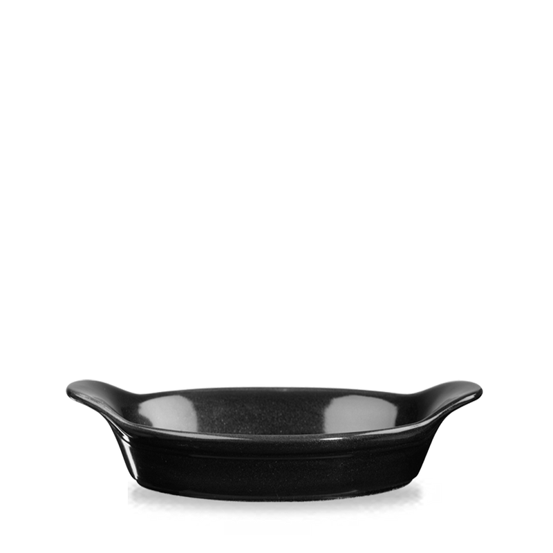 Metallic Black  Large Round Eared Dish 7.125" Box 6