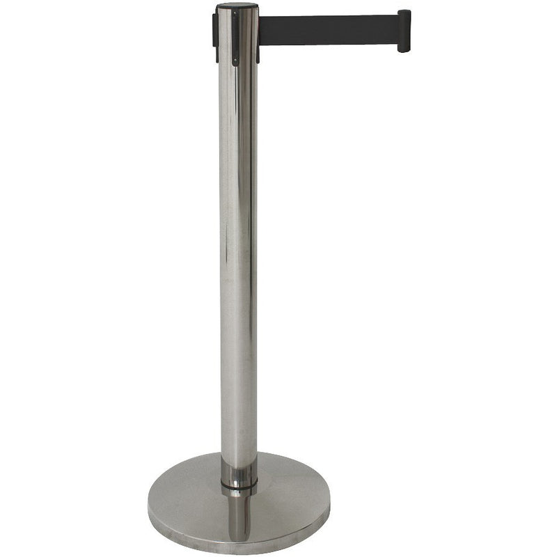 Barrier Post - Retractable Black Belt
