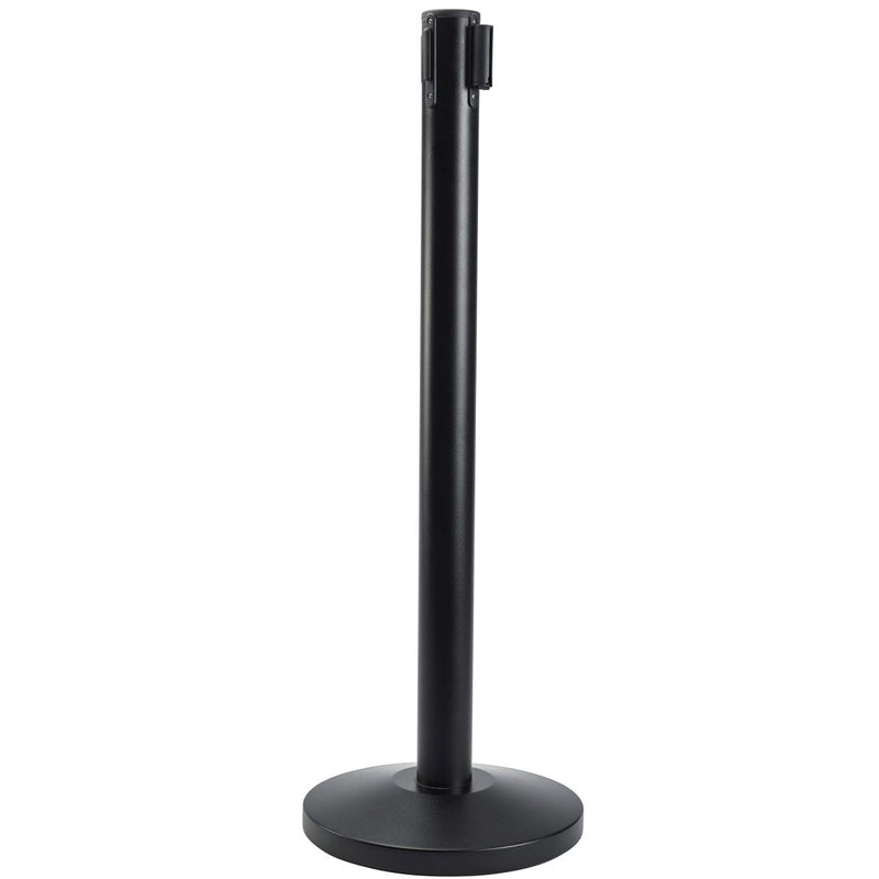 Black Barrier Post - Retractable Black Belt